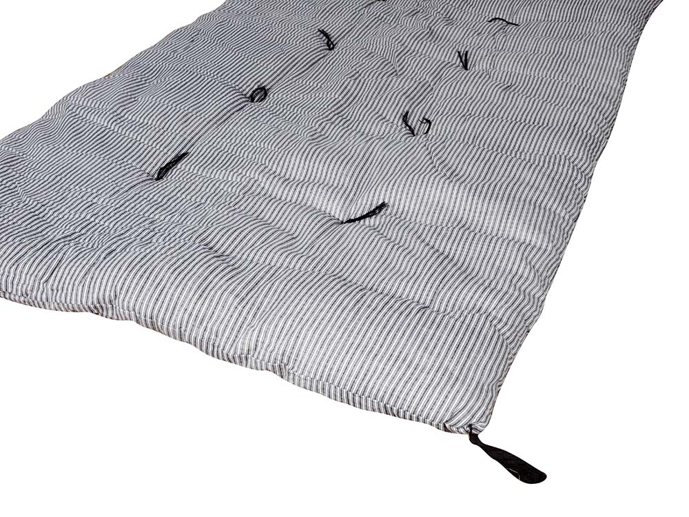 Long blue and navy stripe cushion for Hire
