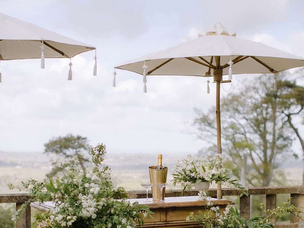 White Linen Parasol for Hire
