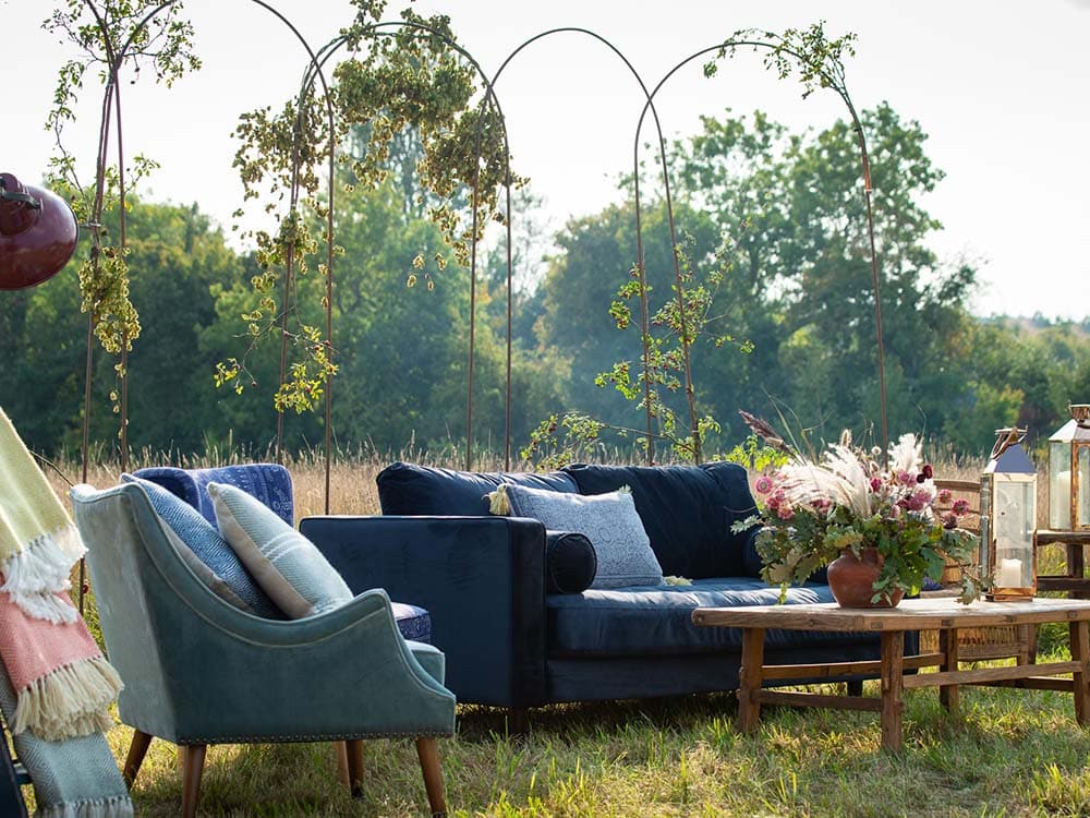 Navy Velvet Sofa for Hire