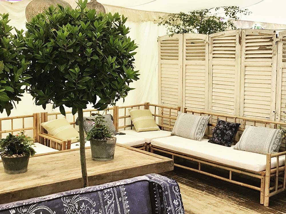 L-shaped bamboo sofa sofa for Hire