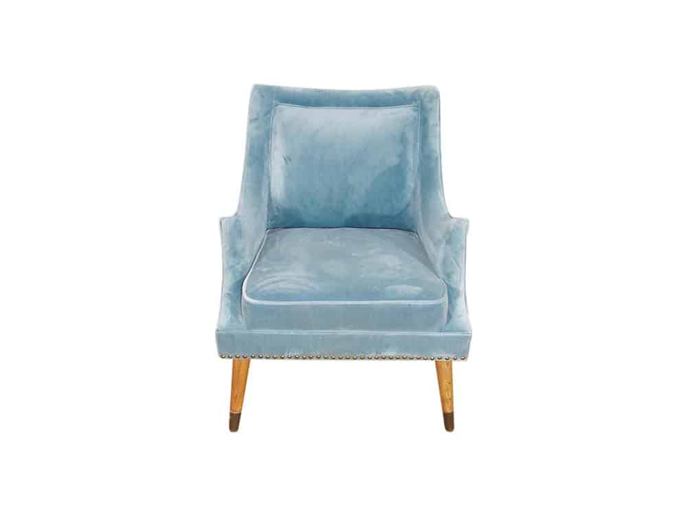 Blue velvet accent chair for Hire Edinburgh, Scotland