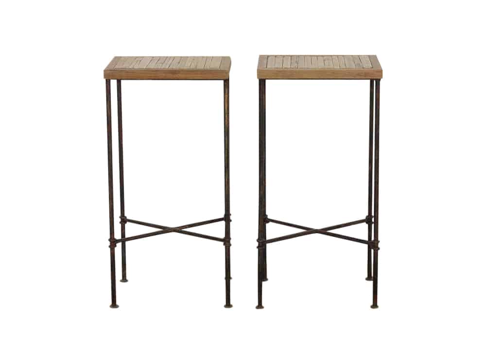 Distressed Metal Legged Stool for Hire