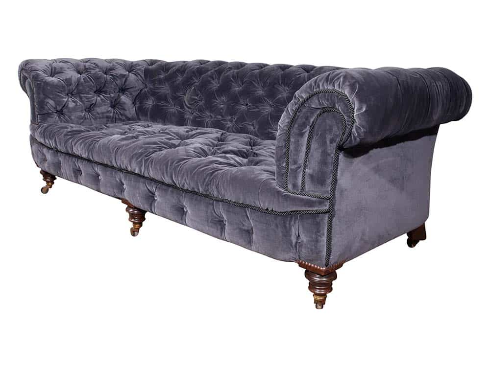 Blue Velvet 3 Seater Chesterfield sofa for Hire