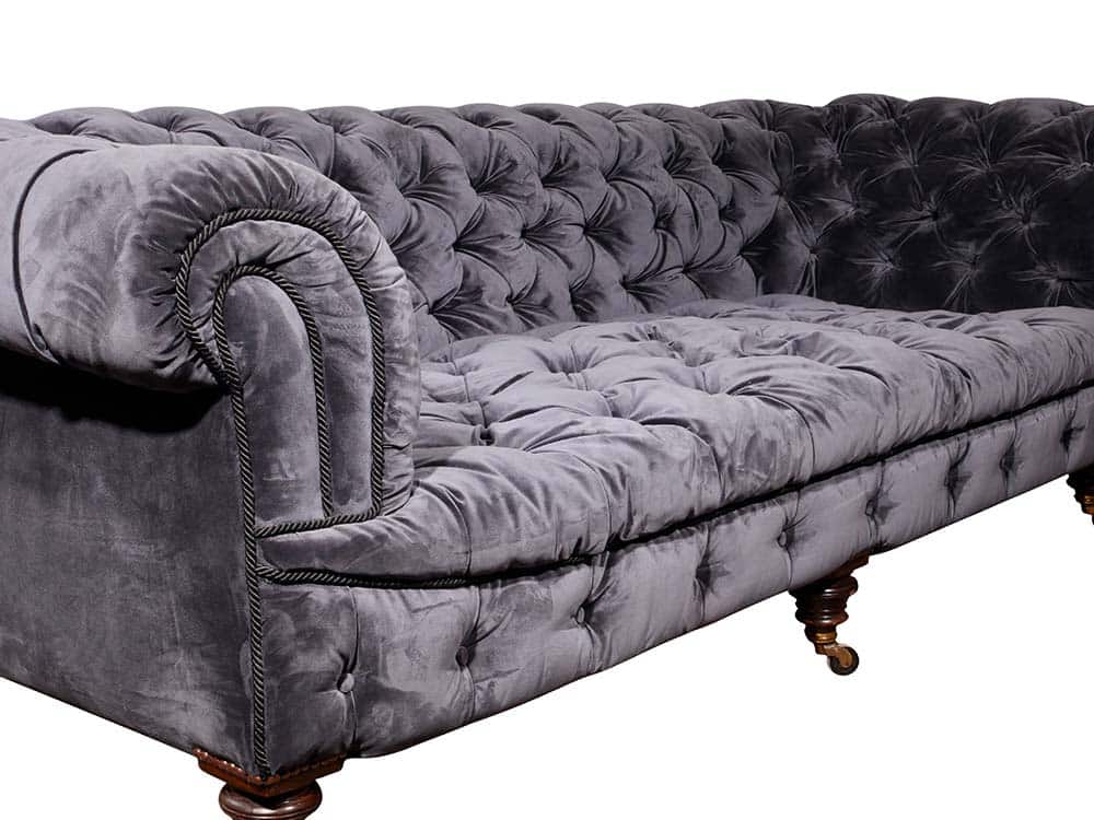 Blue Velvet 3 Seater Chesterfield sofa for Hire