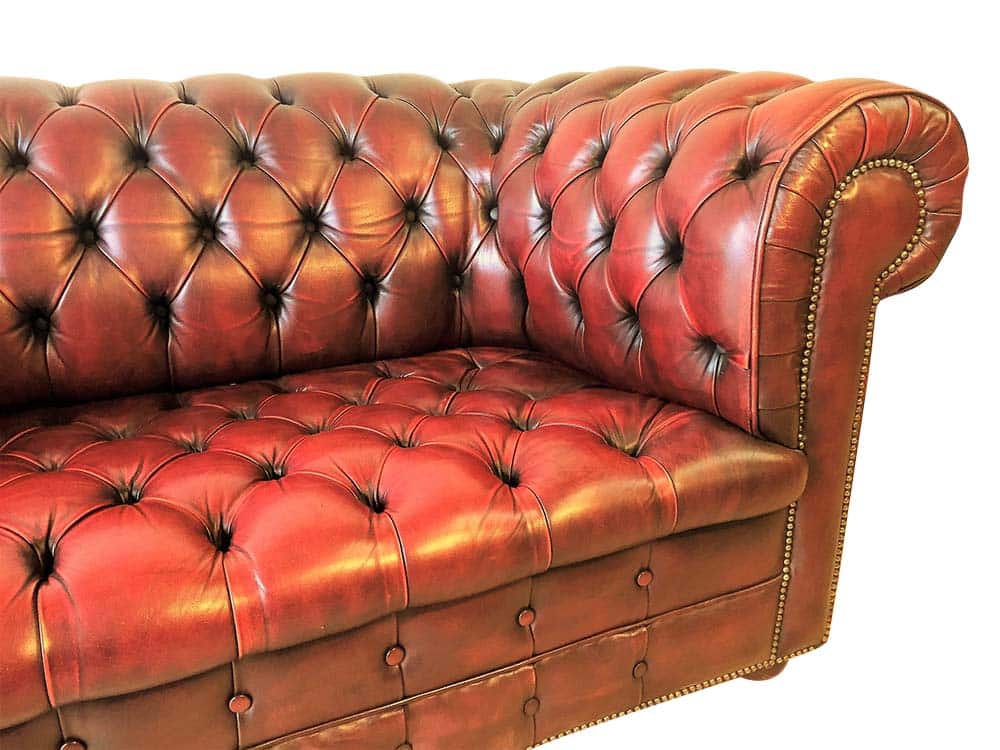 Vintage Leather Oxblood Sofa for Hire Scotland