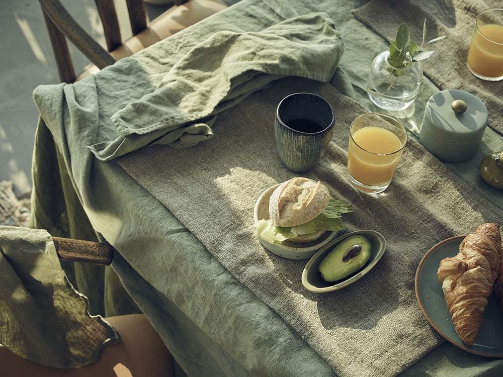 Pure Linen Napkin For Hire. Avocado Green