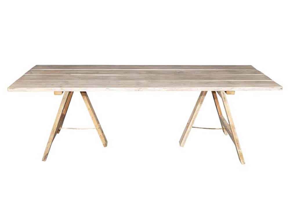 Whitewashed Rustic Trestle Tables for Hire