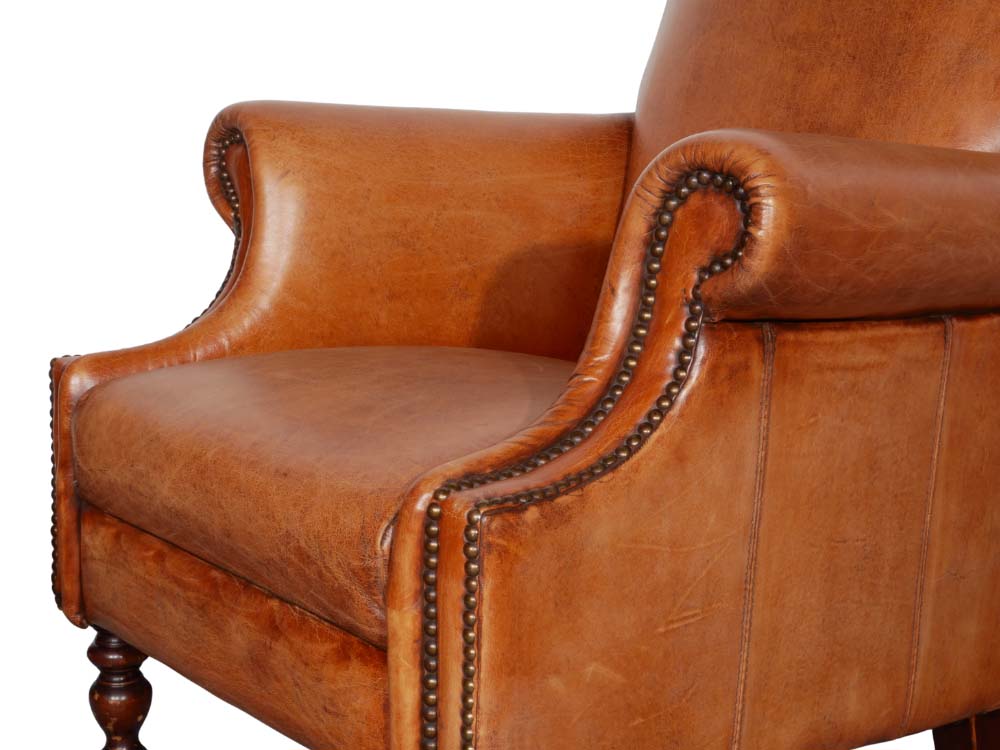 Distressed Leather Arm Chair Hire, Cheltenham
