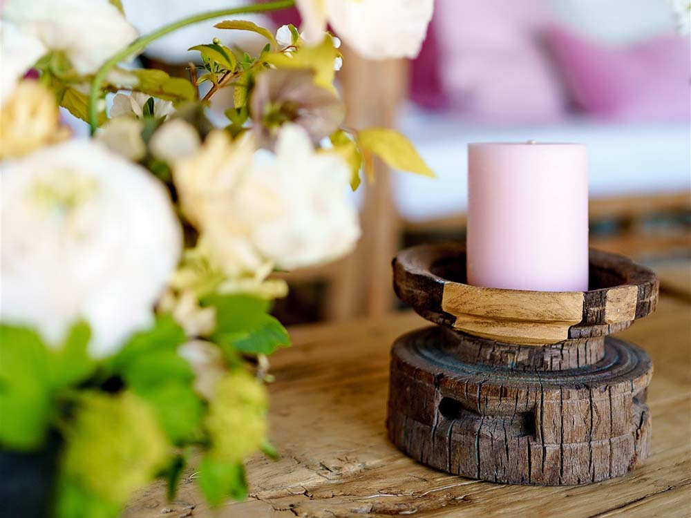 Indian Wooden Candlestick Holders