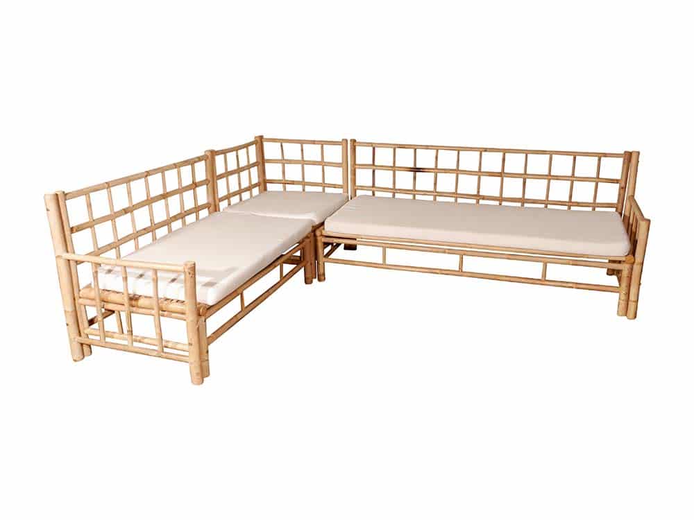 L-shaped bamboo sofa sofa for Hire