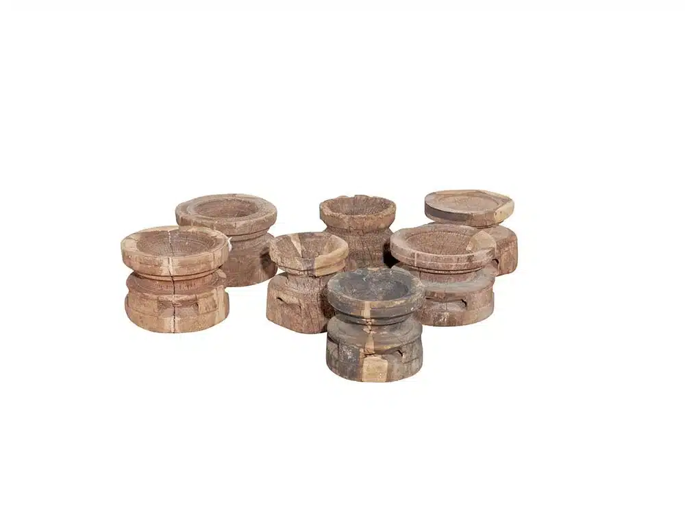 Indian Wooden Candlestick Holders
