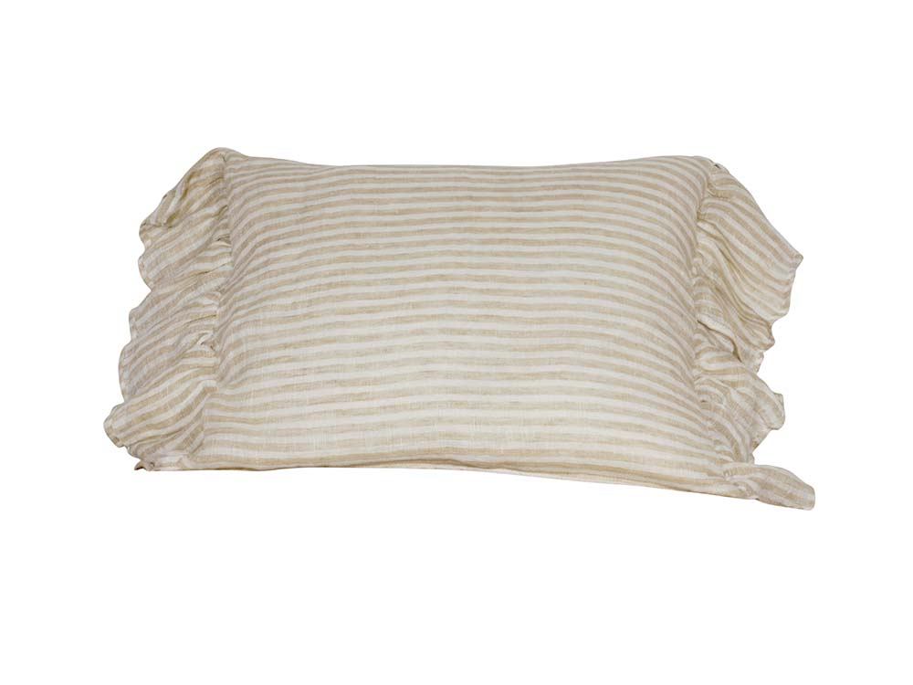 Cream & White Stripe Linen Cushions for Hire