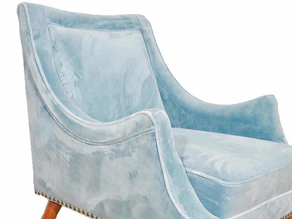 Blue velvet accent chair for Hire
