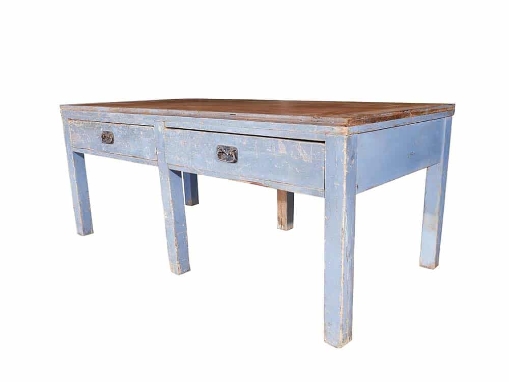Vintage Distressed Blue Table for Hire London