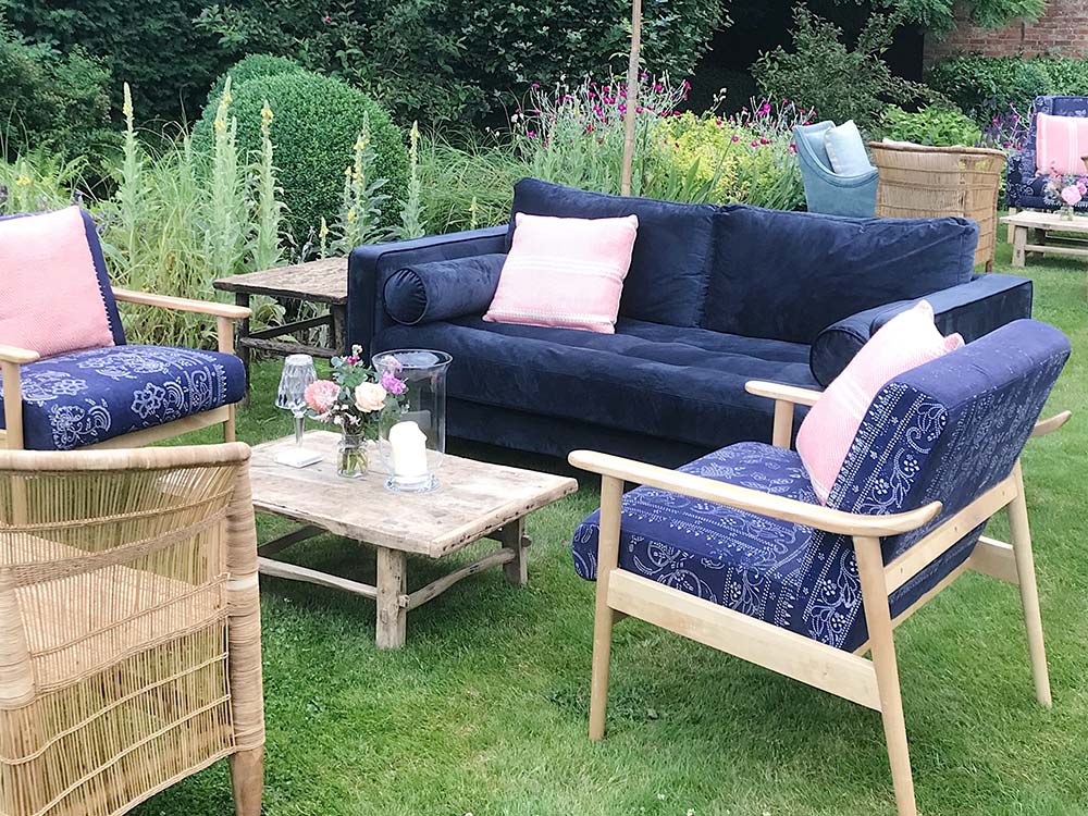 Navy Velvet Sofa for Hire