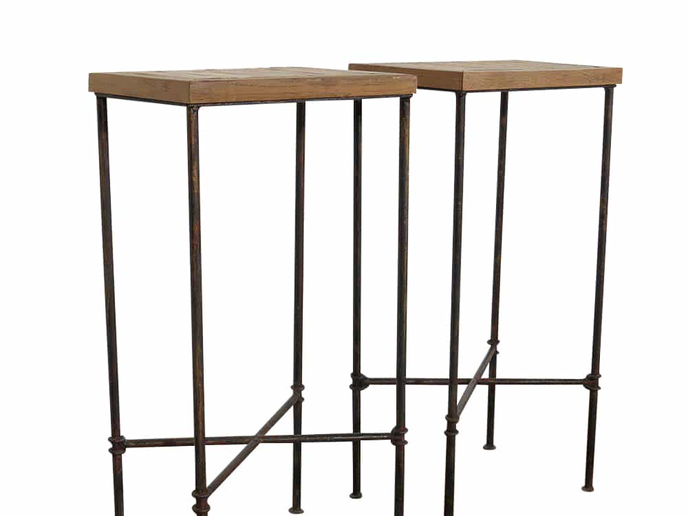 Distressed Metal Legged Stool for Hire