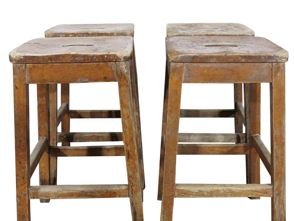 Vintage Wooden Laboratory Stools for Hire London, South East