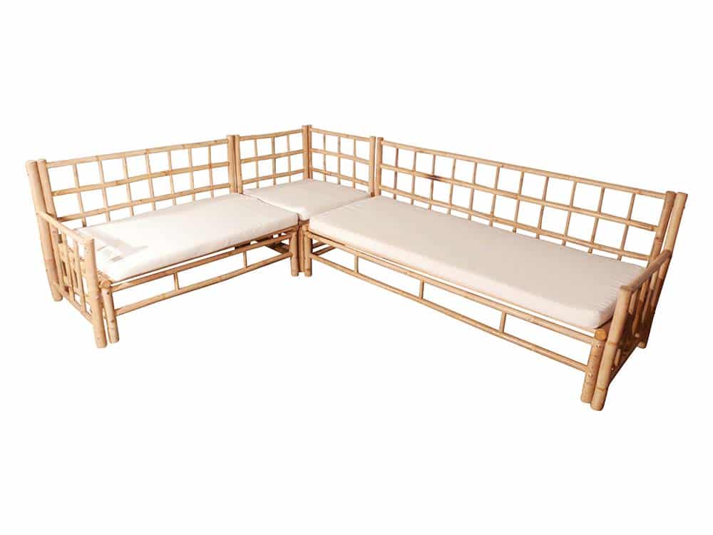 L-shaped bamboo sofa sofa for Hire