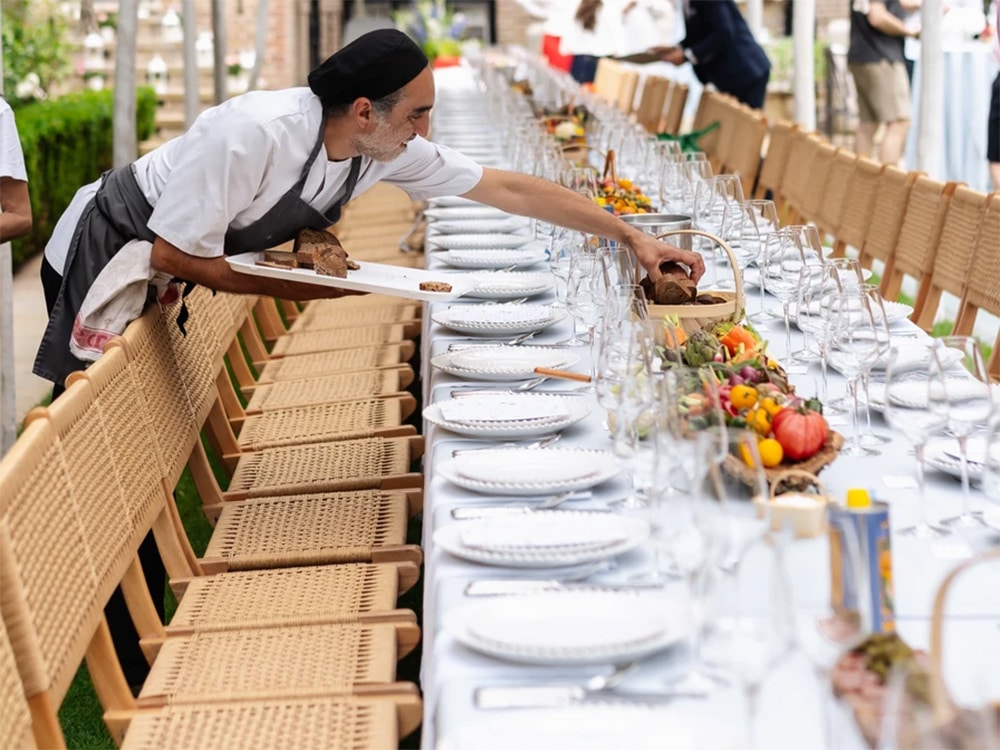 Wood and Rattan Folding Chairs for Hire