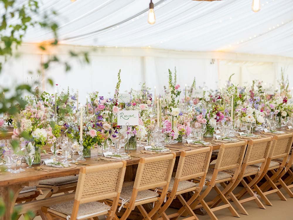 Wood and Rattan Folding Chairs for Hire