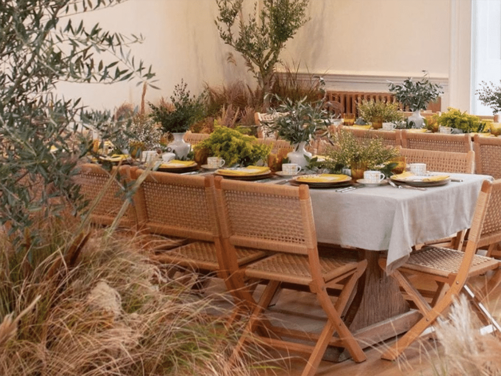 Wood and Rattan Folding Chairs for Hire