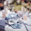 Pure Linen Napkin For Hire. Dusty Blue