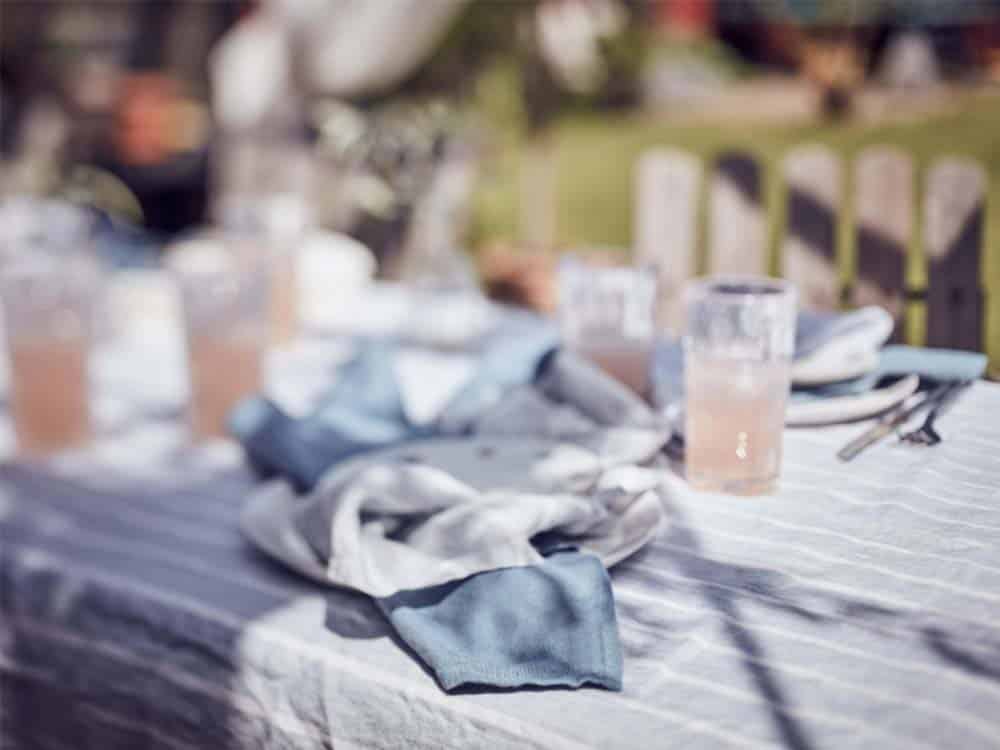 Pure Linen Napkin For Hire. Dusty Blue