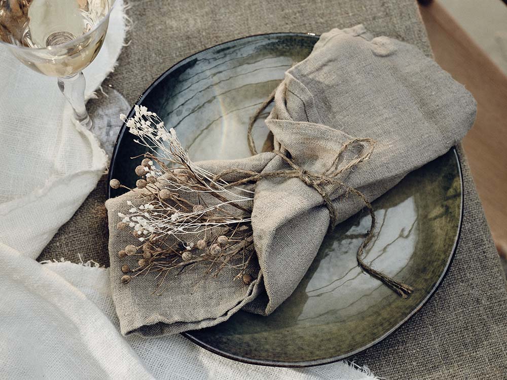 Pure Linen Napkin For Hire. Natural Beige