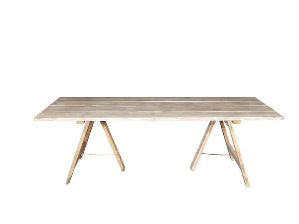 Whitewashed Rustic Trestle Tables for Hire