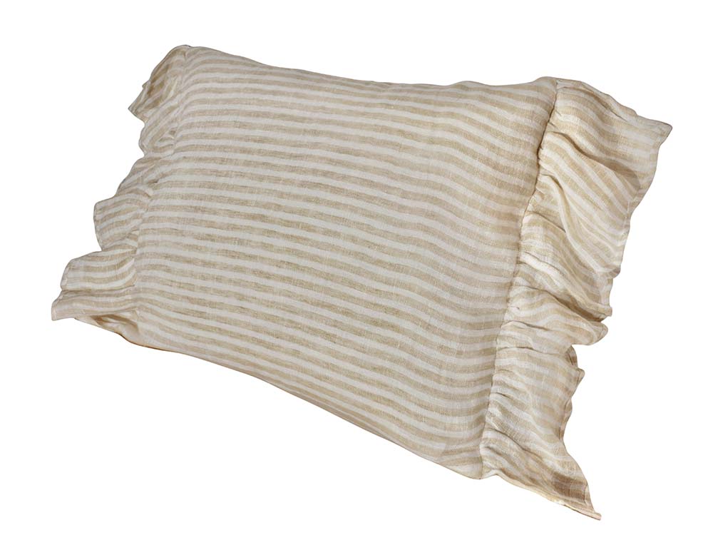 Cream & White Stripe Linen Cushions for Hire