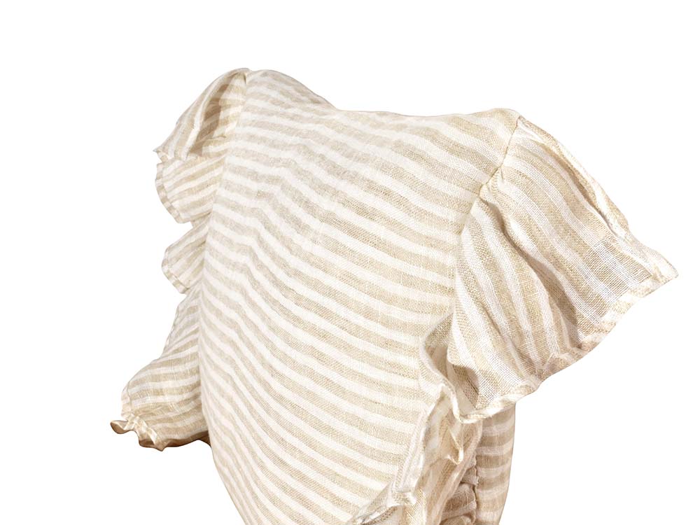 Cream & White Stripe Linen Cushions for Hire