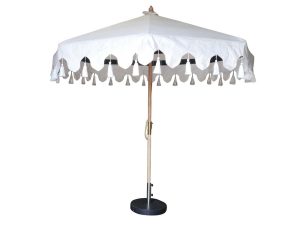 White and Black Parasol for Hire