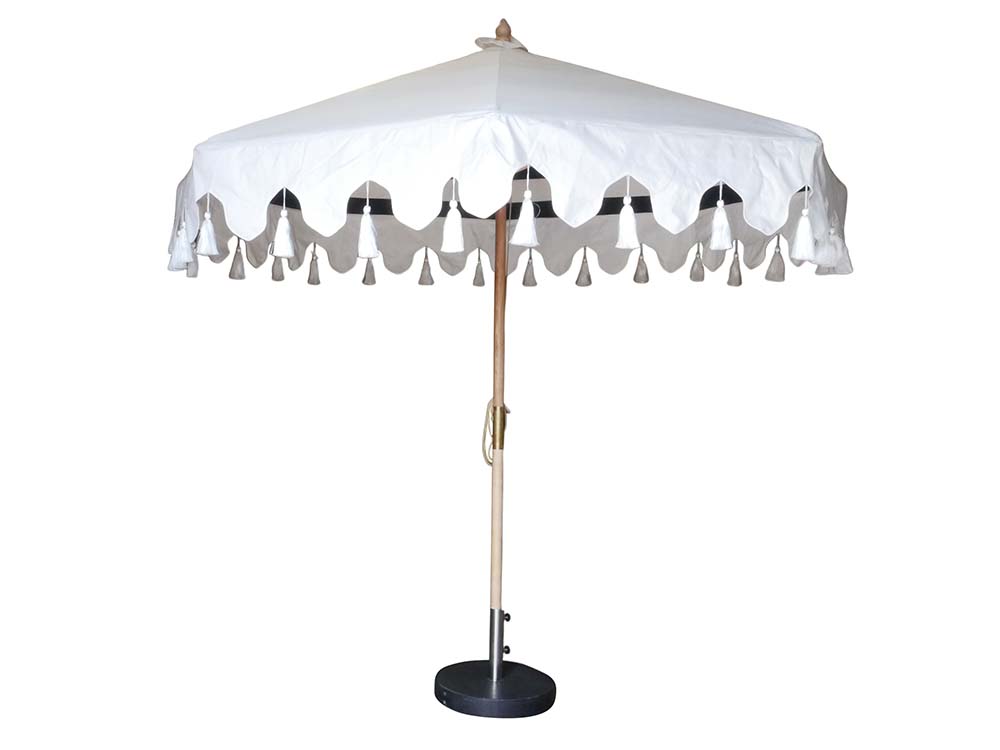 White and Black Parasol for Hire