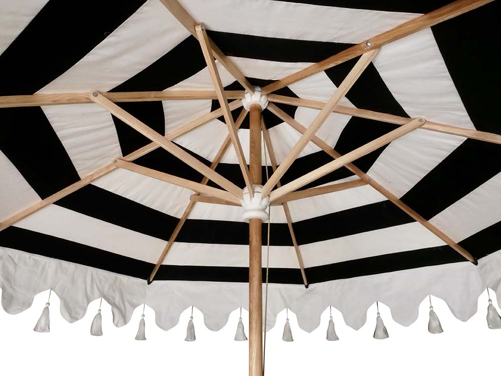 White and Black Parasol for Hire